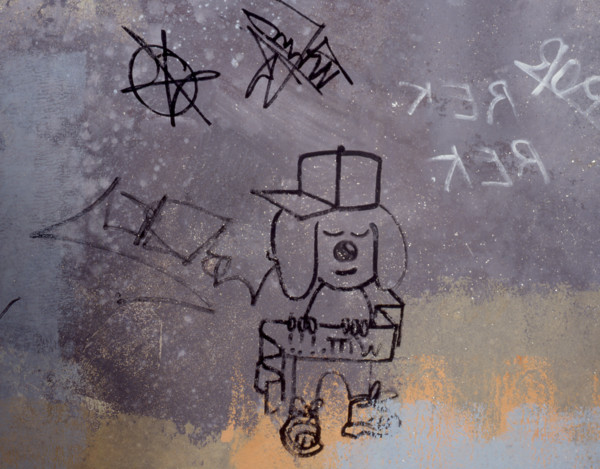 Painted canvas tarp. Graffiti