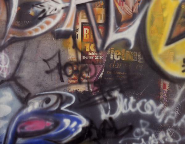 Painted canvas tarp. Graffiti