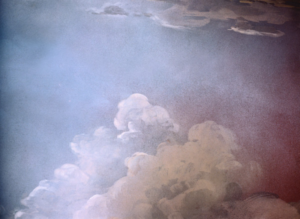 Painted backdrop. Sky and clouds