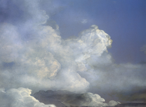 Painted backdrop. Sky and clouds