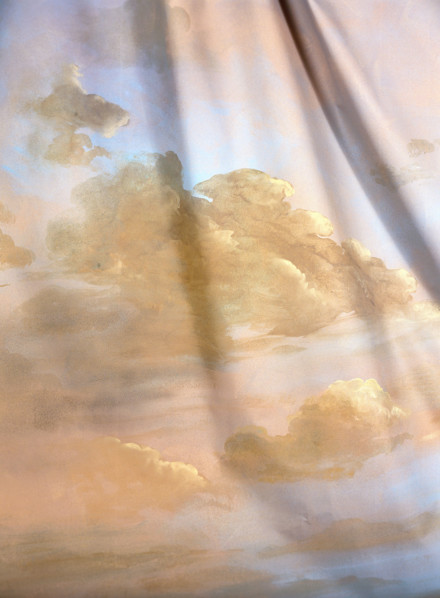 Painted backdrop. Sky and clouds