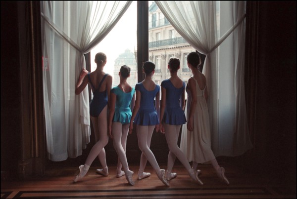 01/10/2000. The "Petits Rats", pupils of the Opera Garnier ballet class in Paris, working as extras.