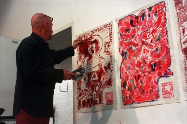 14/08/1998. BOUGIVAL: P. ALECHINSKY DS SON ATELIER