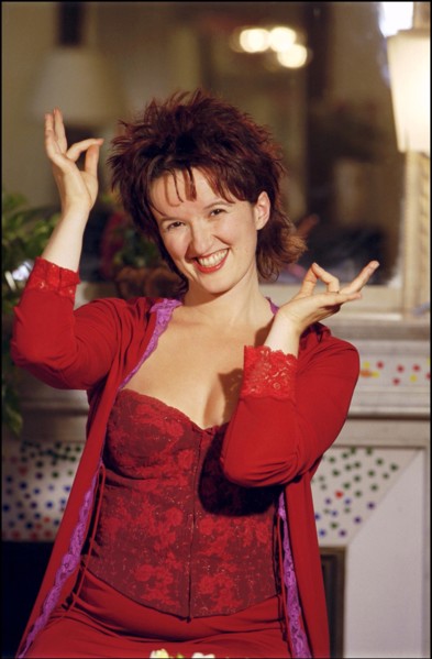 10/00/2000. Exclusive. Anne Roumanoff, close up.