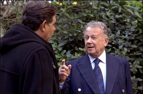 02/00/2001. EXCLUSIVE. French Radio hosts Philippe Bouvard and Jean-Pierre Foucault back on the air of RTL