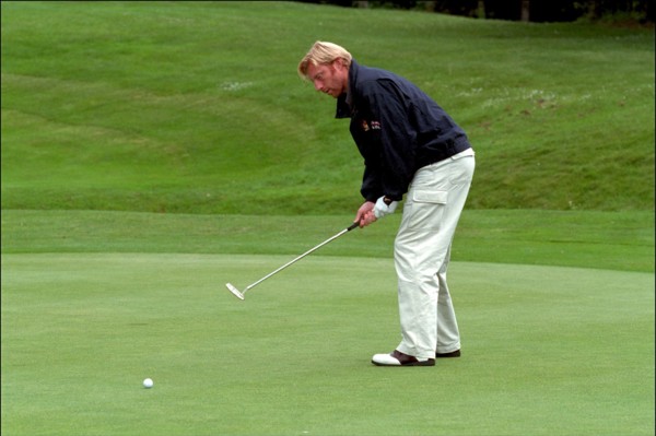 05/21/2001. Boris Becker playing golf in Monaco