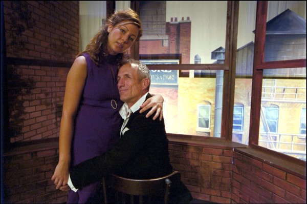 07/00/2001.  Angelique Piat, daughter of Yann Piat French slain deputy, and Gary Cowan on stage of "Deux sur la Balancoire"