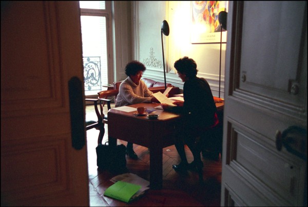12/21/2001.  Isabelle Coutant-Peyre, defense attorney for Zacarias Moussaoui with Aicha El Wafi, mother of the accused.