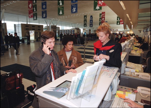 12/27/2001. EXCLUSIVE: Alleged WTC terrorist Zacarias Moussaoui's mother Aicha leaves for Washington with her son's new lawyer François Roux.