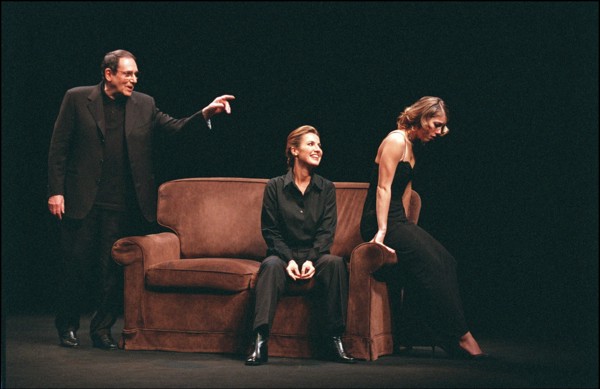 02/27/2002. Actor-director Robert Hossein stars in Jean-Paul Sartre's "Huis Clos" with Natacha Amal and Melanie Page.