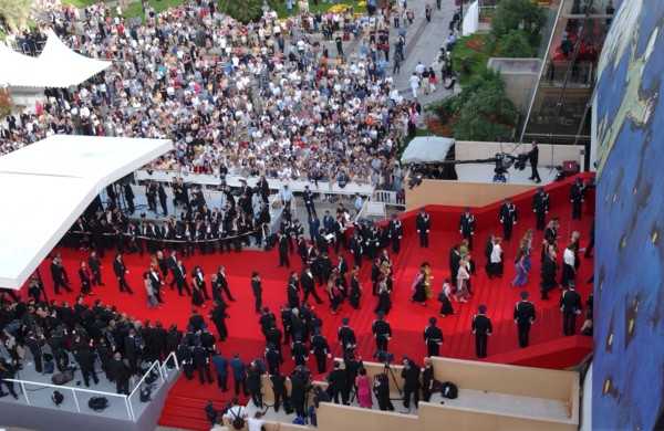 05/00/2002. Aerial view of the red carpet of Cannes Film Festival