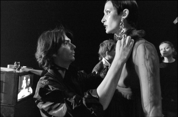 07/11/2002. Fall winter 2002-03 Haute Couture collections. The backstage of Jean-Louis Scherrer's fashion show