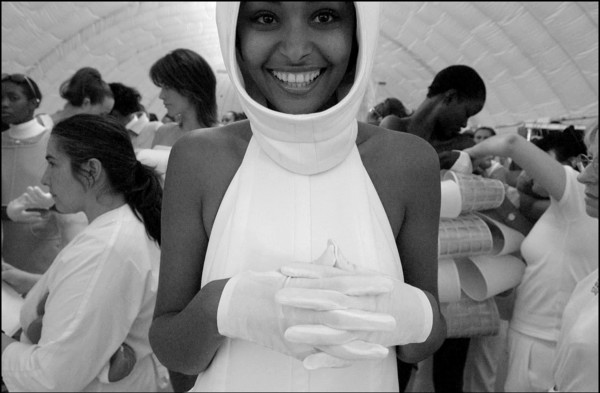 07/11/2002. Fall winter 2002-03 collections. The backstage of Courreges's fashion show