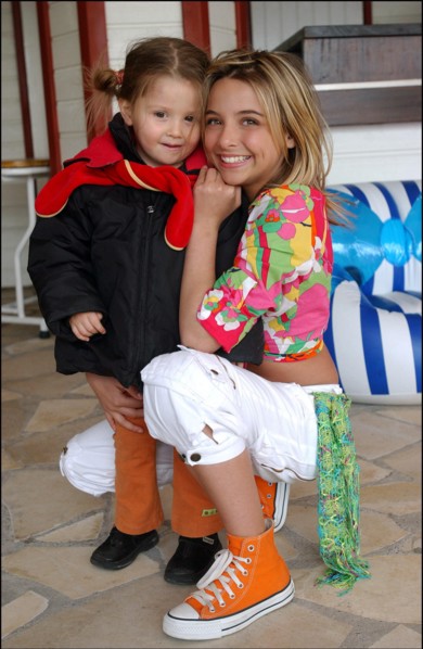 04/09/2003.  French teen Pop Star Priscilla on the shooting of her latest music video "Tchouk Tchouk" on La Pinede Beach, Antibes.