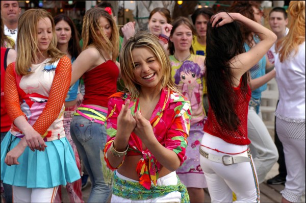 04/09/2003.  French teen Pop Star Priscilla on the shooting of her latest music video "Tchouk Tchouk" on La Pinede Beach, Antibes.