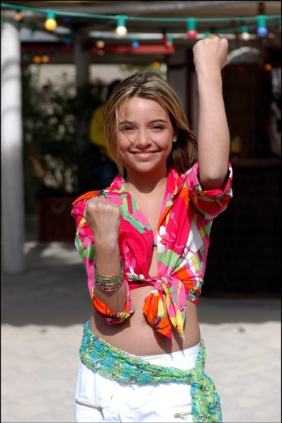 04/09/2003. EXCLUSIVE: French teen Pop Star Priscilla on the shooting of her latest music video "Tchouk Tchouk" on La Pinede Beach, Antibes.