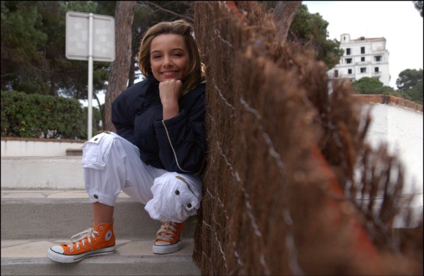 04/09/2003.  French teen Pop Star Priscilla on the shooting of her latest music video "Tchouk Tchouk" on La Pinede Beach, Antibes.
