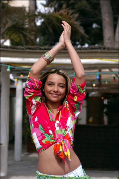 04/09/2003. EXCLUSIVE: French teen Pop Star Priscilla on the shooting of her latest music video "Tchouk Tchouk" on La Pinede Beach, Antibes.