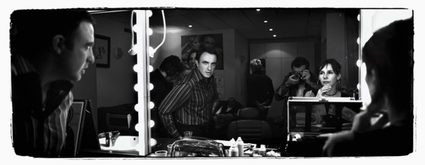 12/00/2003. Nikos Aliagas, host of the Star Academy shows backstage and on stage.