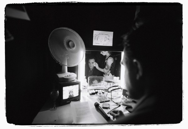 12/00/2003. Nikos Aliagas, host of the Star Academy shows backstage and on stage.