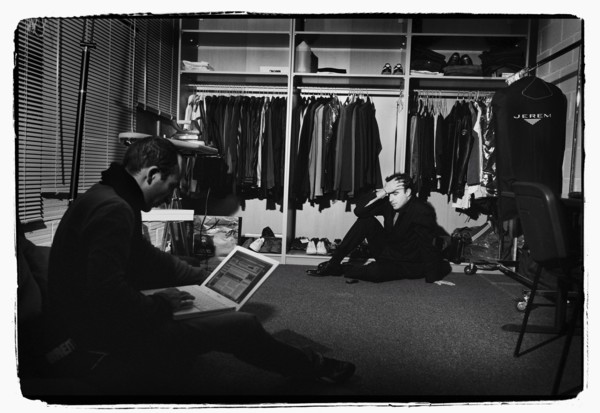 12/00/2003. Nikos Aliagas, host of the Star Academy shows backstage and on stage.
