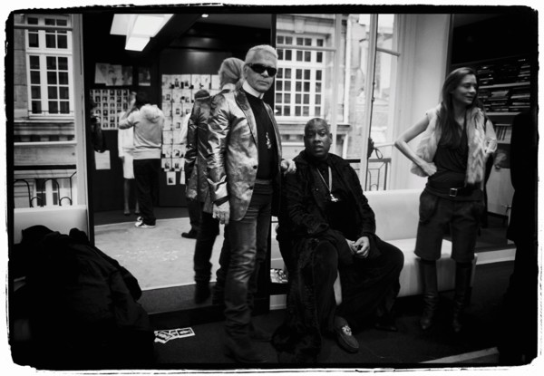 01/00/2004.  Chanel Fashion Designer Karl Lagerfeld, backstage of the Haute Couture Spring-Summer 2004 fashion show.