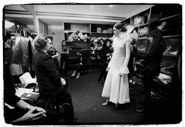 01/00/2004.  Chanel Fashion Designer Karl Lagerfeld, backstage of the Haute Couture Spring-Summer 2004 fashion show.