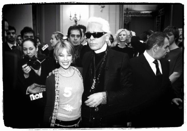 01/00/2004.  Chanel Fashion Designer Karl Lagerfeld, backstage of the Haute Couture Spring-Summer 2004 fashion show.