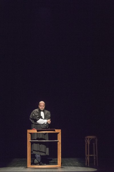 Eric Dupond Moretti en répétition au Théâtre de la Madeleine à Paris