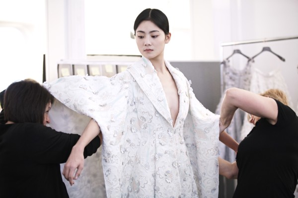 Fittings before Ralph & Russo Haute Couture show