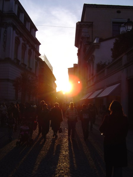 Andrea Palladio avenue in Venice when the sun comes down
