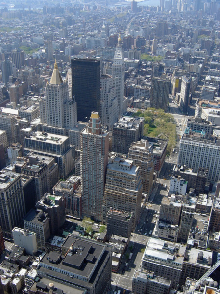 New-York (USA), Manhattan, Madison Square, Flat Iron Building vu de l'Empire State Building; East