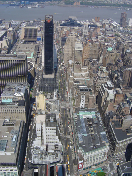 New-York (USA), Manhattan, West 34th Street depuis l'Empire State Building, Macy's store & Nelson
