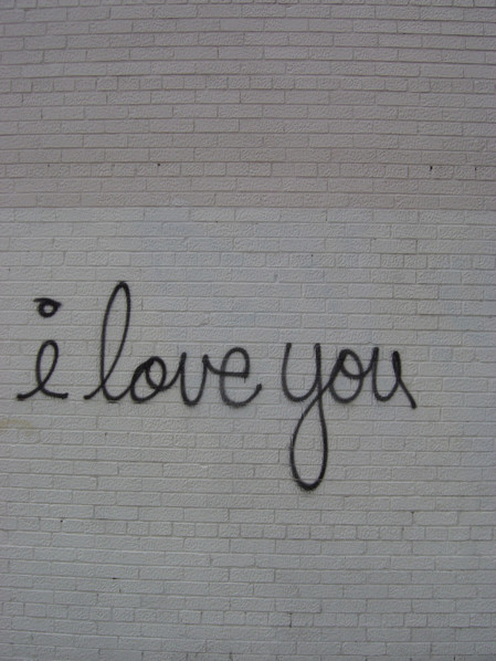 New-York (USA), Manhattan, graff " I love you" sur façade