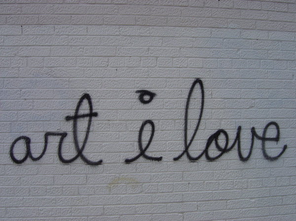 New-York (USA), Manhattan, graff "art I love" sur façade