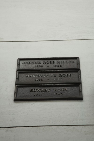 Westwood Cemetery : Howard Ross 1901-1990 et Marguerite Ross 1903-1986