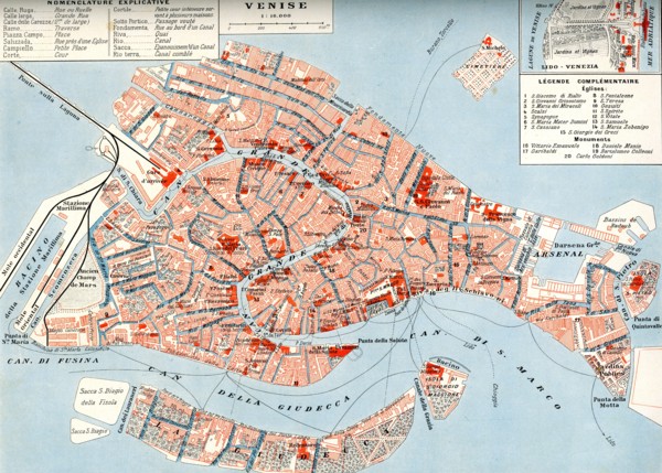 Venise Italie circa 1920 : plan/carte