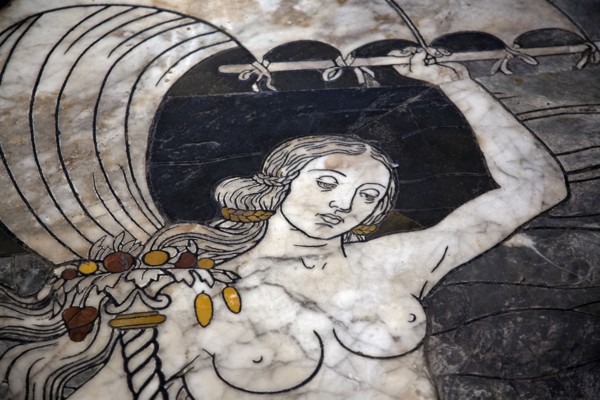 Allégorie de la Fortune, détail d'une mosaïque de la cathédrale de Sienne (Italie)