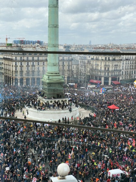 Place de la Bastille à Paris, Manifestation, 23 mars 2023