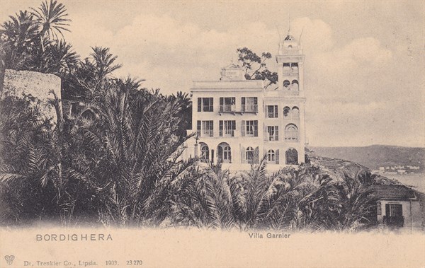 Carte postale ancienne de la Villa Garnier à Bordighera (Italie)