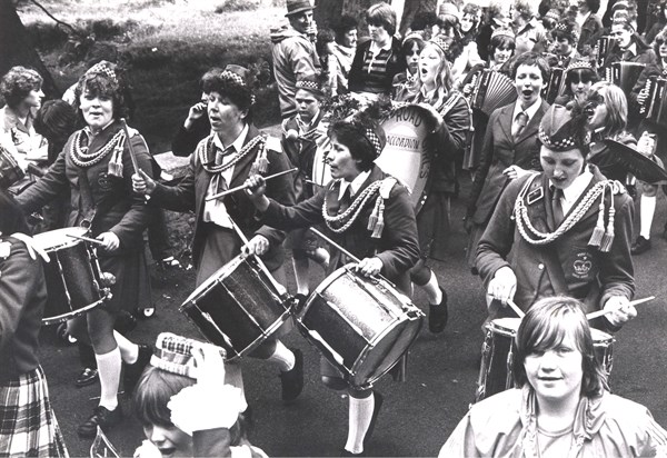 Band on the march, Belfast
