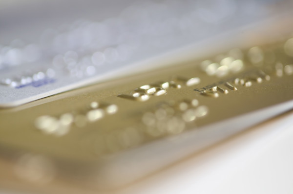 Ultra closeup of credit cards.