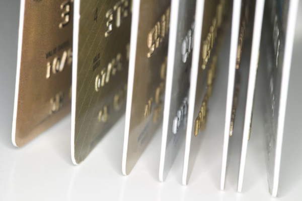 A variety of credit cards.