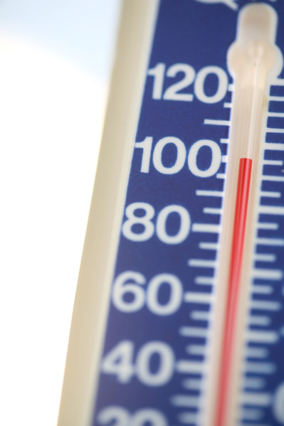 A very hot temperature.