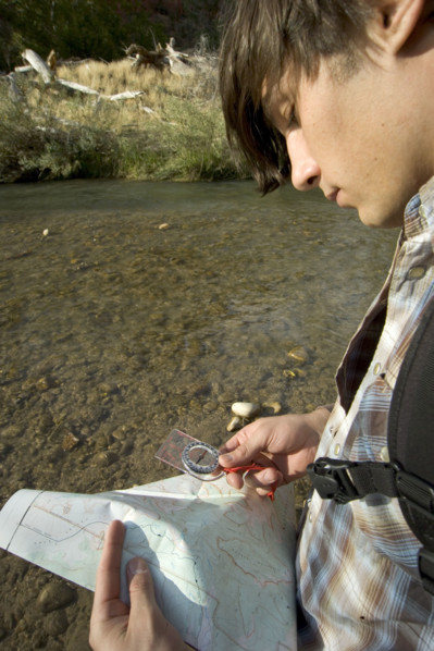 Hiker checking his map.