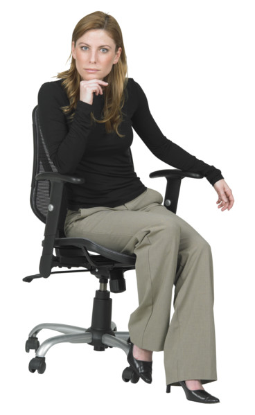 Woman sitting in chair.