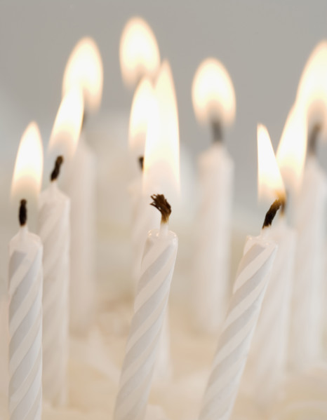 Lit birthday candles.