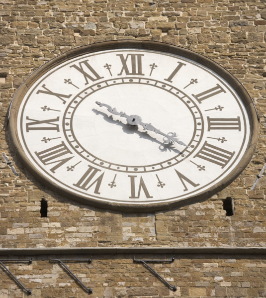 Clock face of the Palazzo Vecchio Florence Italy.
