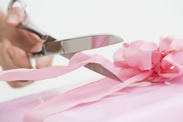 Wrapping a present.