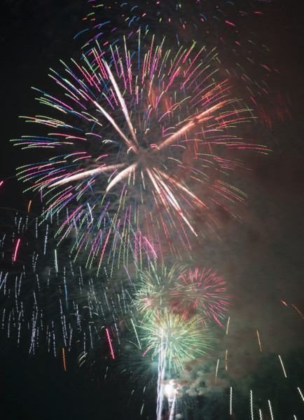Fireworks in the night sky.